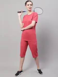 MACK JONNEY Women Round Neck Pure Cotton T-Shirt With Capris