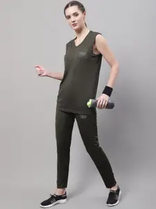 MACK JONNEY JONNEY V-Neck Dry Fit Sleeveless Sports T-Shirt With Trousers Co-Ords