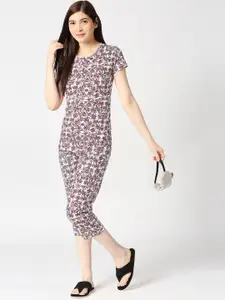 zebu Women Printed Pure Cotton Lounge Tshirt