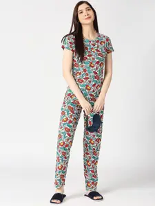 zebu Floral Printed Pure Cotton Night Suit