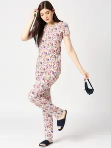 zebu Floral Printed Pure Cotton Night Suit