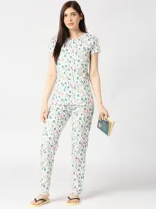 zebu Floral Printed Pure Cotton Night Suit