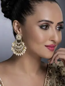 Sukkhi Gold-Plated Kundan Crescent Shaped Chandbalis Earrings