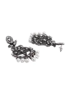 Sukkhi Silver-Plated Oxidised Contemporary Chandbalis Earrings