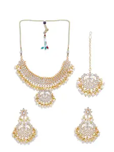 Sukkhi Gold-Plated Choker Necklace Set With Maang tika