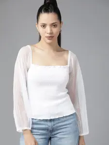 Roadster Puff Sleeve Smocked Top