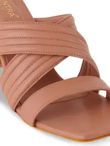 SCENTRA Textured Open Toe Block Heels