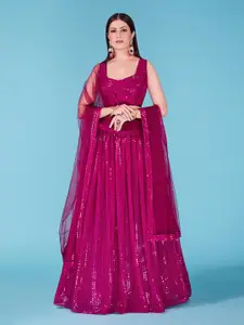 SHOPGARB Embellished Sequinned Semi-Stitched Lehenga & Unstitched Blouse With Dupatta