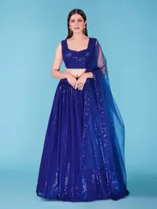 SHOPGARB Embroidered Georgette Semi-Stitched Lehenga & Unstitched Blouse With Dupatta