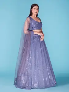 SHOPGARB Embroidered Georgette Semi-Stitched Lehenga & Unstitched Blouse With Dupatta