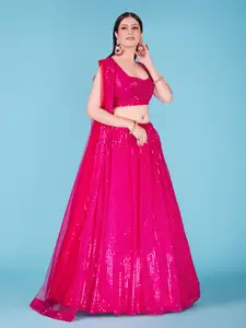 SHOPGARB Embellished Sequinned Semi-Stitched Lehenga & Unstitched Blouse With Dupatta