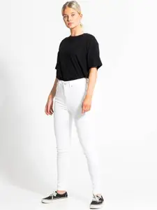 GUTI Women Skinny Fit High-Rise Low Distress Stretchable Jeans