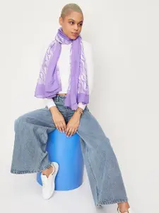 max Abstract Printed Scarf With Printed Border
