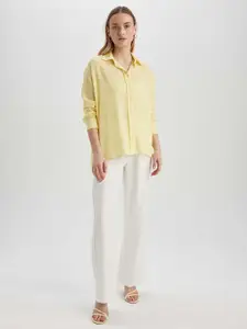 DeFacto Spread Collar Semi Sheer Casual Shirt