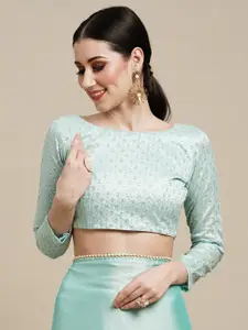 Anouk Turquoise Blue & Gold-Toned Pure Georgette Saree