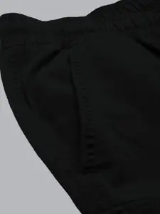 The Roadster Life Co. Men Black Mid Rise Cotton Lycra Cargo Joggers Trousers