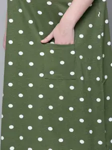 Kryptic Polka Dots Printed Pure Cotton Maternity Maxi Nightdress
