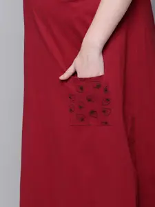 Kryptic Conversational Printed Pure Cotton Maternity Maxi Nightdress