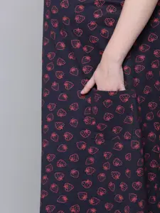 Kryptic Conversational Printed Pure Cotton Maternity Maxi Nightdress