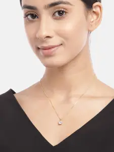 Zavya Women Sterling Silver Gold-Plated Pendant With Chain