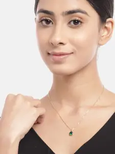 Zavya Women Sterling Silver Gold-Plated Pendant With Chain