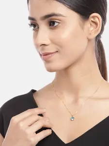 Zavya Women Sterling Silver Gold-Plated Pendant With Chain