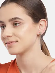 Zavya Sterling Silver Rose Gold-Plated CZ  Studs