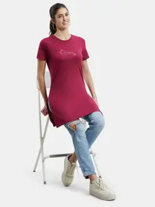 Jockey Super Combed Cotton Printed Relaxed Fit Long Tshirt With Side Slit-A142