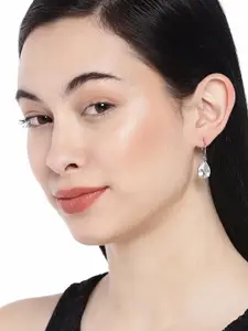 OOMPH Set of 2 Silver-Plated Teardrop Shaped Hoop Earrings