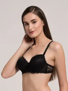 MAKCLAN Floral Plunge Bra - Medium Coverage Underwired Lightly Padded