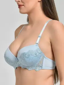 MAKCLAN Floral Plunge Bra - Medium Coverage Underwired Lightly Padded