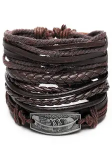 UNIVERSITY TRENDZ Men Set Of 4 Leather Multistrand Bracelet