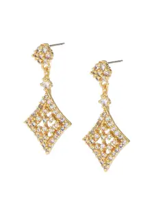 Estele Gold Plated Stone Studded Drop Earrings