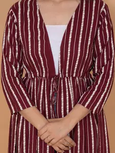 DAEVISH Women Printed Front Tie-Up Longline Bohemian Tie-Up Shrug