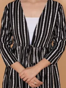 DAEVISH Women Printed Front Tie-Up Longline Bohemian Tie-Up Shrug