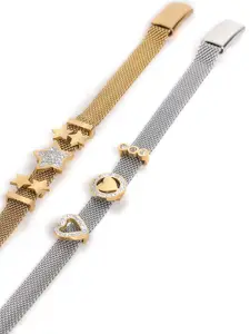 EL REGALO Women Set Of 2 Brass Charm Bracelet