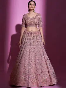 Fusionic Embellished Thread Work Semi-Stitched Lehenga & Unstitched Blouse With Dupatta