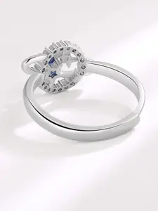MYKI Silver-Plated CZ-Studded Adjustable Finger Ring