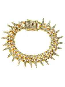 ZIVOM Men Cubic Zirconia Gold-Plated Link Bracelet