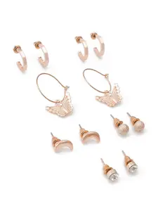 aadita Set Of 6 Gold-Plated Oval Studs Earrings