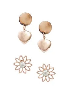 aadita Set Of 6 Rose Gold Oval Studs Earrings