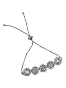 FEMMIBELLA Women Silver-Plated American Diamond Wraparound Bracelet