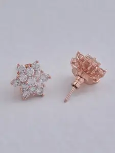 Kushal's Fashion Jewellery Rose Gold-Plated Floral Studs Earrings