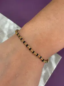 Digital Dress Room Women Gold-Plated Beaded Mangalsutra Bracelet