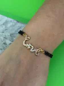 Digital Dress Room Women Gold-Plated Beaded Love Pendant Mangalsutra Bracelet