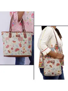THE CLOWNFISH Linda & Justina Blue Printed Leather Shopper Sling Bag & Handbag