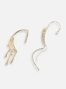 SOHI Gold-Plated Contemporary Ear Cuff Earrings