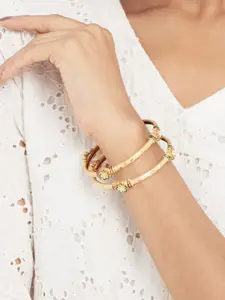 ATIBELLE Set Of 6 Gold-Plated Stone-Studded Bangles
