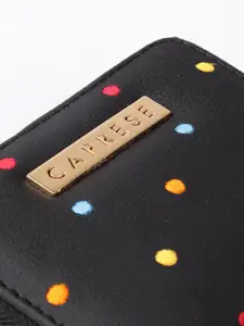 Caprese Women Polka Dot Embroidered Zip Around Wallet