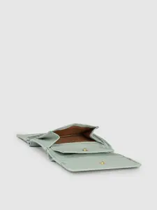 Caprese Women Solid Three Fold Wallet With Minimal Chevron Embroidered Detail